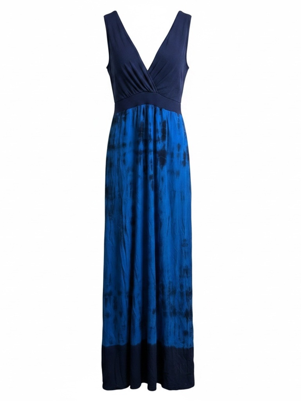 Liz Lange Two-Tone Navy and Royal Blue V-Neck Maxi Dress
